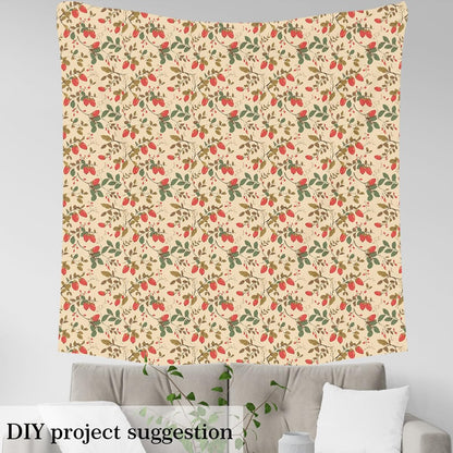 Autumn Fruits Fabric by The Yard,Farmhouse Style Wild Plants Flannel Polyester Fabric,Jungle Camping Quilting Supplies for Sewing,Botanical Plants Rustic Style DIY Crafts,2 Yards,72" L x 59" W