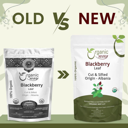 Organic Way Blackberry Leaf (Rubus fruticosus) Cut & Sifted - Herbal Tea | European Wild-Harvest | Organic & Kosher Certified | Non GMO & Gluten Free | USDA Certified | Origin - Albania (1/4 LBS)