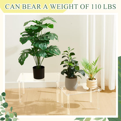 RattanView 1 Pcs 14 Inch Acrylic Risers Display Stands Rectangular 4-leg Acrylic Plant Stand, 6mm Thick Clear Shelf Riser Display Stands for Decor Collectibles Figures and Item Photography