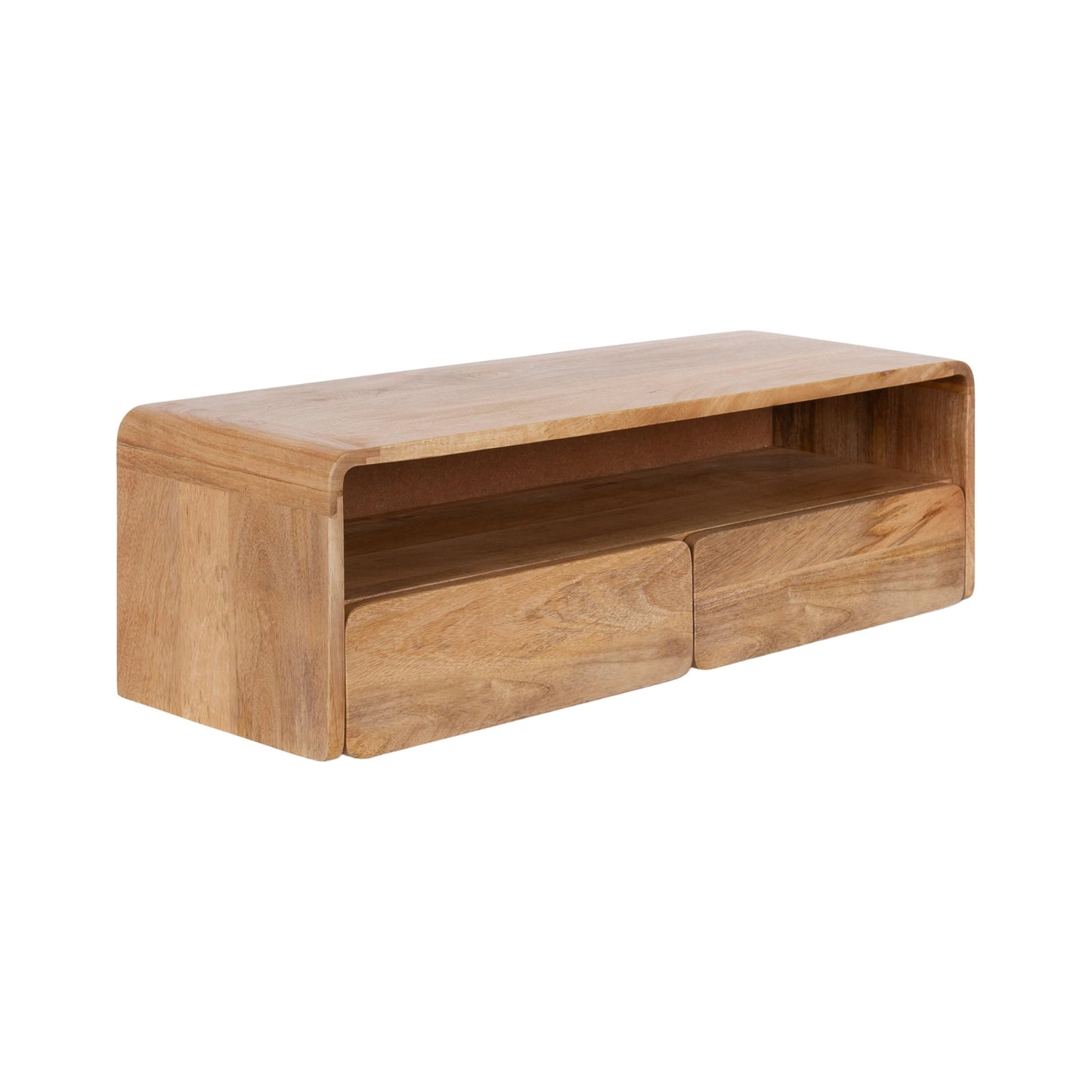 Kate and Laurel Kato Modern Floating Console Table for Entryway, 30 x 10 x 9, Natural Wood, Decorative Transitional Floating Entryway Table with Storage Drawers for Living Room Storage Wall Shelf