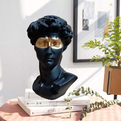 Taotenish Greek David Head Statue, Classic Black Resin, 6" H x 6" W x 6" D, Home & Office Decor
