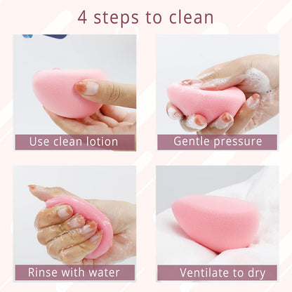 BEAKEY Super Soft Makeup Sponge Set of 6, Makeup Sponges for Foundation, Liquid, Cream and Powder, Pink Beauty Sponge for Blending, 0 Latex Blender