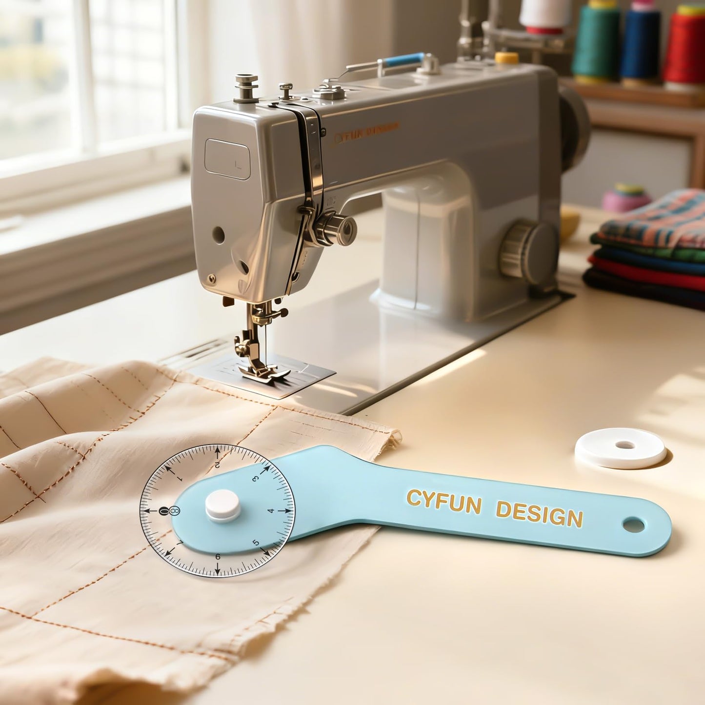 2Pcs/Set 12inch&8inch Sewing Wheel Ruler for Measuring Curves；360 Degrees Rotating Acrylic Rolling Rulers for Tailors, Dressmakers & Seamstresses necklines, Trim, Ruffles, Binding, Etc.