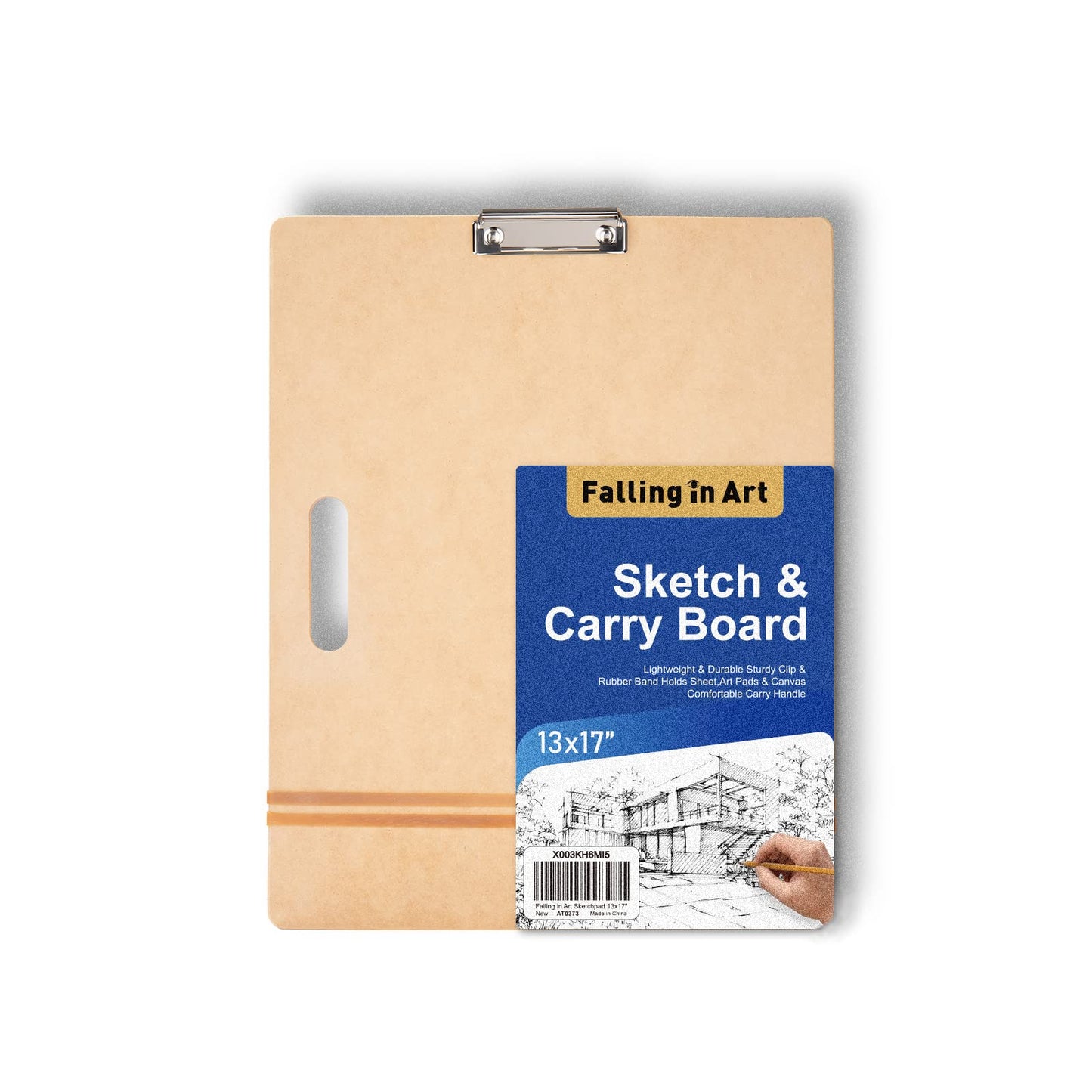 Falling in Art 13x17 Professional Sketch Board, Drawing Tote Board for Artists with Sturdy Clip and Rubber Bands, Portable Art Clipboard for Classroom and Studio Drawing