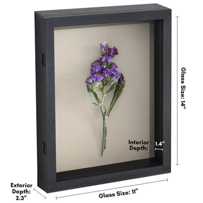 Americanflat Front Opening 11x14 Shadow Box Frame with Shatter-Resistant Glass - Silhouette Collection - Shadow Box Display Case for Tabletop and Wall Display - Black