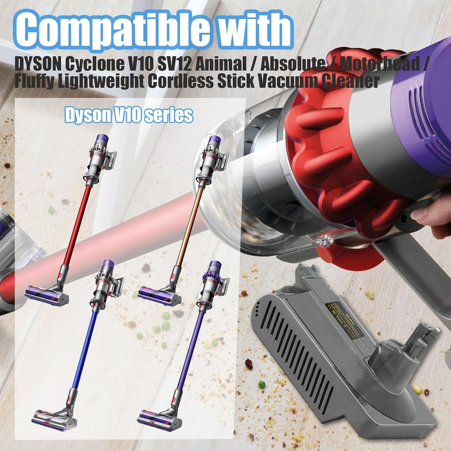 V10 Adapter for Milwaukee to Dyson V10, Battery Converter for Milwaukee M18 18V to Dyson Cyclone V10 Vacuum Cleaner