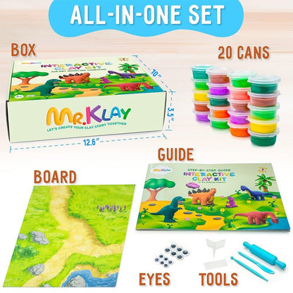 Mr.Klay Air Dry Modeling Clay for Kids - Dinosaurs DIY Art and Crafts Modeling Kit with Tools - Interactive Magic Molding Clay - Creative Learning Educational Toys for Kids