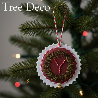 TenDawn Personalized Christmas Embroidery Ornament Kit, Set of 6 DIY Wreath Decorations with Customizable Letters – Handmade Holiday Ornaments for Tree & Gift – Rustic Christmas Decor
