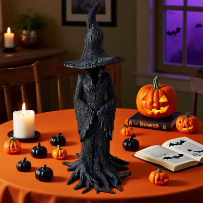 LuLuya Cracker Barrel Witch Statue 7.9'' – 2025 New Halloween Enchanting Witch Statue, Gothic Halloween Resin Figurine, Retro Magician Mysterious Decor, Dark Fantasy Desktop Ornament