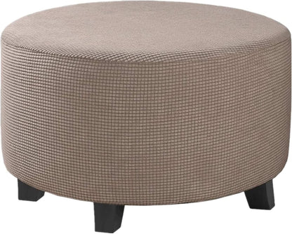 GAMUKAI 30"-41" Stretch Ottoman Slipcover Round Furniture Protector Fits Dia, for Footrests, Storage Ottomans & Folding