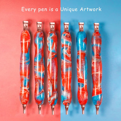 Praise V Do Diamond Painting Art Drill Pen Kit with Screw Steel Rose Metal Tip Nibs Placers Tool Accessories, Ergonomic Diamond Art Pen for 5D Diamond Paint Bead Dot RedBlue