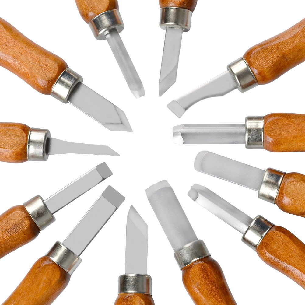 OTYMIOW 17 PCS Wood Carving Tools, Wood Carving kit, SK2 Carbon Steel Whittling Kit with Storage Case and Sharpner, Whittling Tools Set for Beginners and Professionals