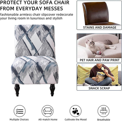 lihuitong Armless 2 Armless Armless 24) Chair Slipcover Pieces Printed Accent Chair Cover Stretch Spandex Slipper Chair