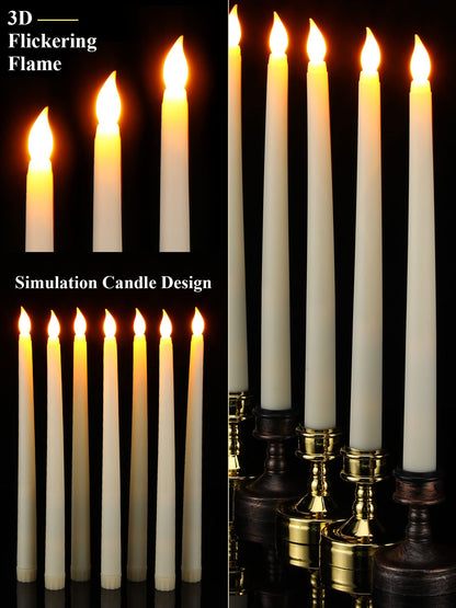Retisee 220 Pcs 11 Inch Flameless Taper Candles LED Candles Bulk Battery Operated Taper Candle Flickering LED Candlesticks for Valentines Birthday Wedding Party Decor (Classic Style,Ivory)