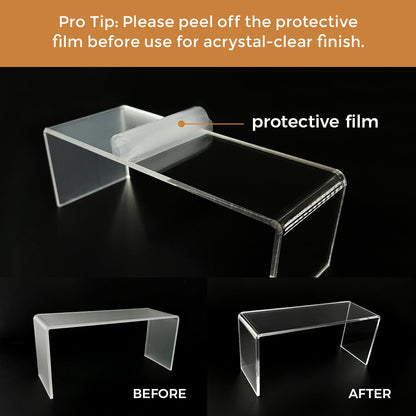 ZXQIRAX Acrylic Display Risers 8 Pcs - Clear Acrylic Shelves & Display Stand, Rectangular Risers for Cupcake, Retail & Desktop, 4 Sizes (7", 8", 9")