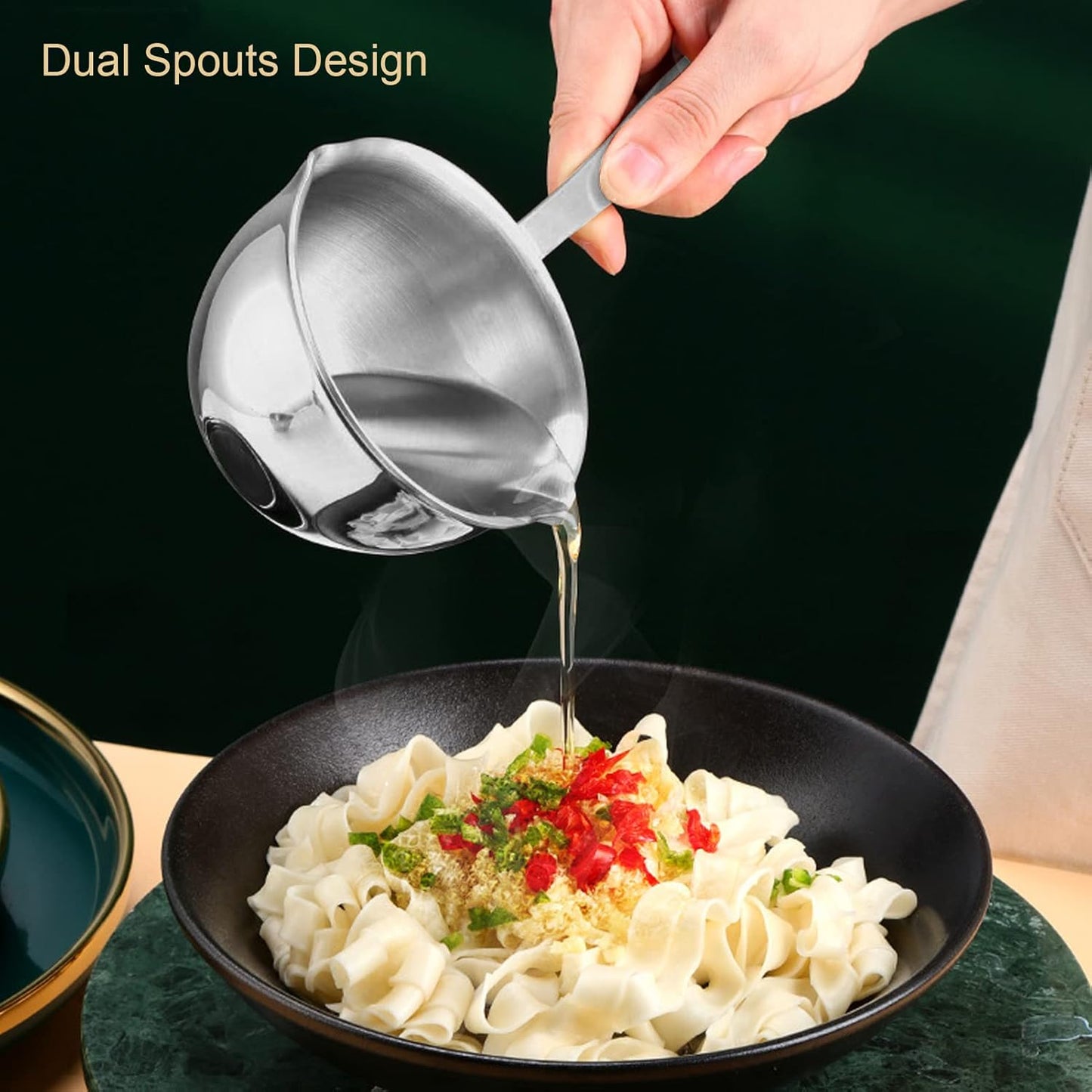 Stainless Steel Saucepan, Half Quart Heavy Bottom Cooking Pot with Pour Spout for Home Kitchen
