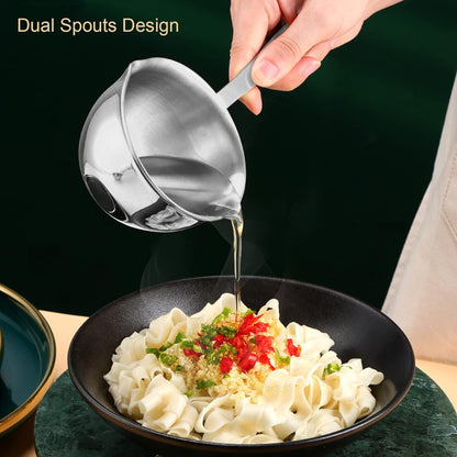 Stainless Steel Saucepan, Half Quart Heavy Bottom Cooking Pot with Pour Spout for Home Kitchen