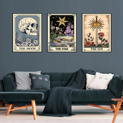 Axquilon 3 Pack Tarot Diamond Art Kits for Adults - Diamond Painting Kits for Adults Beginner, DIY 5D Full Drill Gem Art for Home Wall Decor 12x16 inch