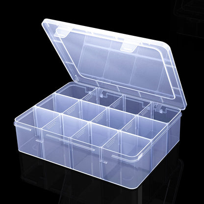 YUGOOD Large Clear Organizer Box,12 Grids Organizer Box with Removable Dividers for Jewelry,Bead Storage,Plastic Compartment Container for Tool Tackle(8.8 x 7.1 x 2.3 in)