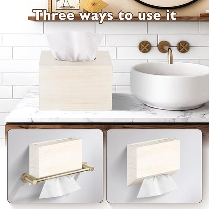 Noafocks Tissue Box Cover Holder Compatible with Kleenex Disposable Paper Hand TowelsWood Hand Towels Cover Paper Towel
