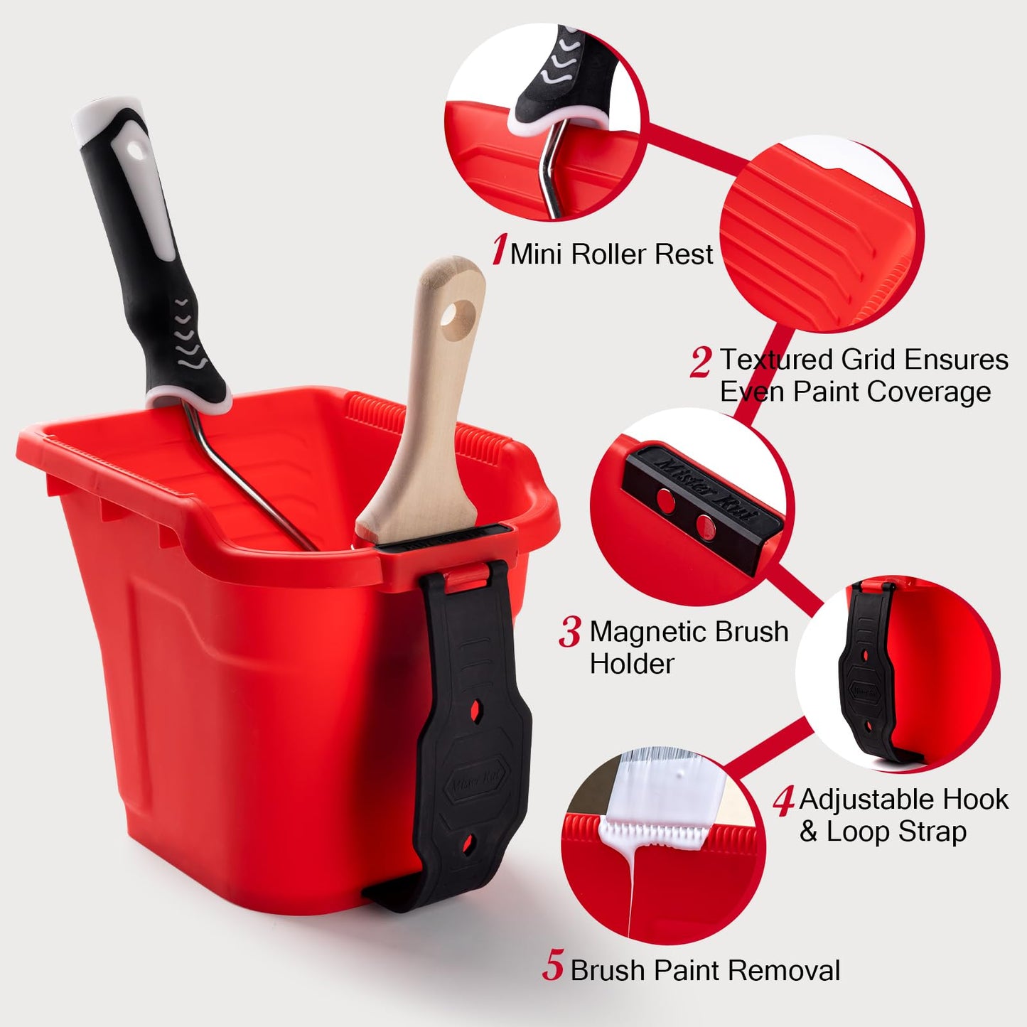 Mister Rui 4" Paint Bucket Hand Held, 8 Pack, Paint Cups, Paint Pail Liner with Lid, for Touch-ups, Crafts, and Coating Projects