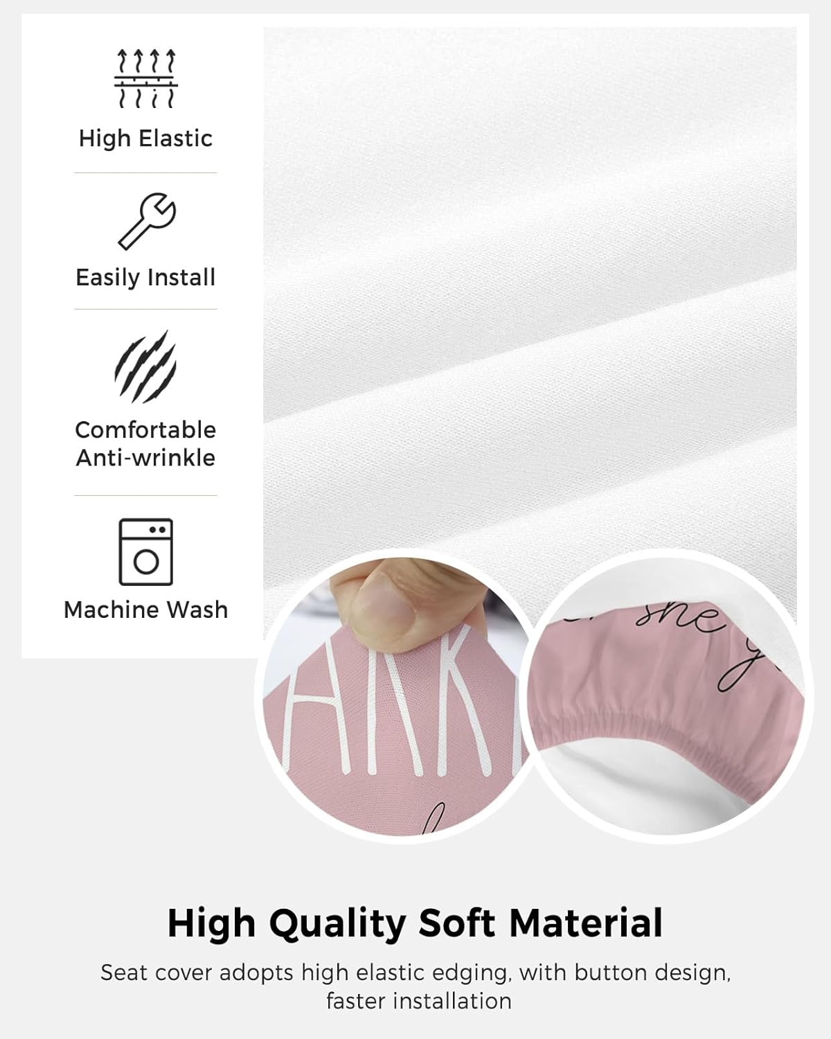 Sparkle Positive Energy Text Office Chair Cover, Stretch Elastic Universal Computer Chair Covers, Pink Background