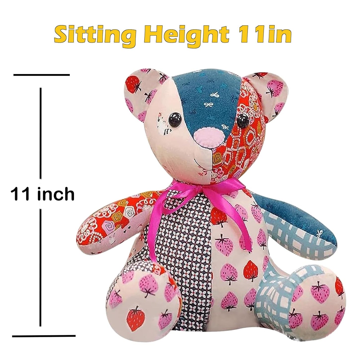 18in/Sitting Height 11in Fosdonge Acrylic Memory Bear Template Ruler Set with Detailed Instructions, Sewing Patterns for Beginners, Teddy Bear Quilting templates (Sitting Height 11in)