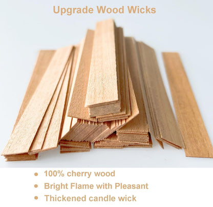100 PCS Wooden Candle Wicks & Wick Trimmer Wood Candle Wicks 5.1 x 0.5 x 0.04 Inch Smokeless Wood Wicks for Candles with Candle Wick Trimmer and Iron Stand for DIY Candle Making（1mm）