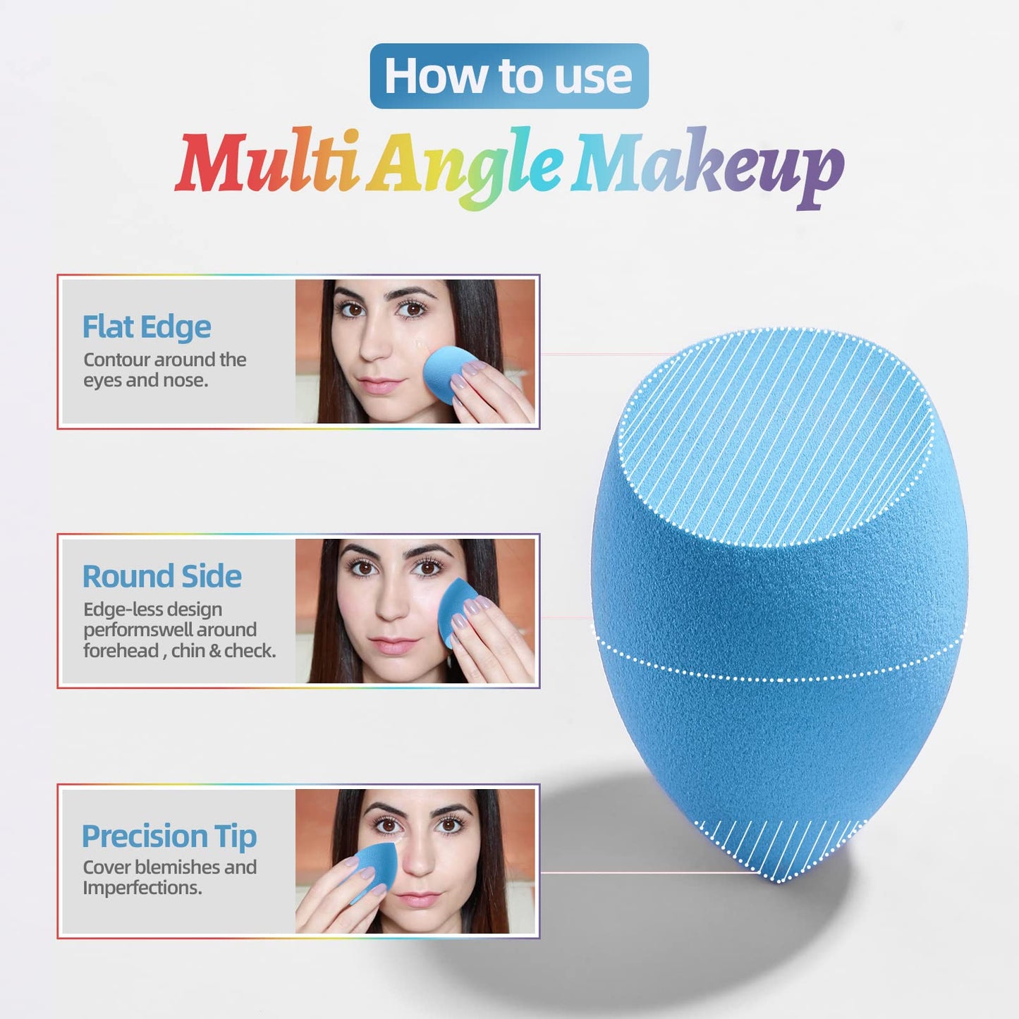 Makeup Sponge Set BS-MALL with Storage Case 7 Pcs for Liquid, Cream, and Powder,SAVE Foundation with 1 Mini Makeup Sponge For Travel Daily Use (A-Pink）
