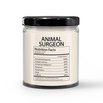 Funny Gifts for Animal Surgeon Nutrition Facts Label - Christmas Candle for Veterinary Surgeon Animal Doctor Employee Boss - Thank You, Birthday - Vanilla Scented Soy Wax, 9oz