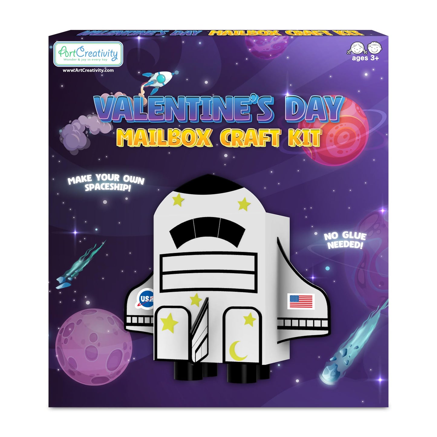 ArtCreativity Valentines Mailbox Kit - Make Your Own Valentines Box Kit for Girls & Boys - Includes Box, Double-Sided Tape, and 18 Decorative Foam Pieces - Cute Valentines Crafts Supplies