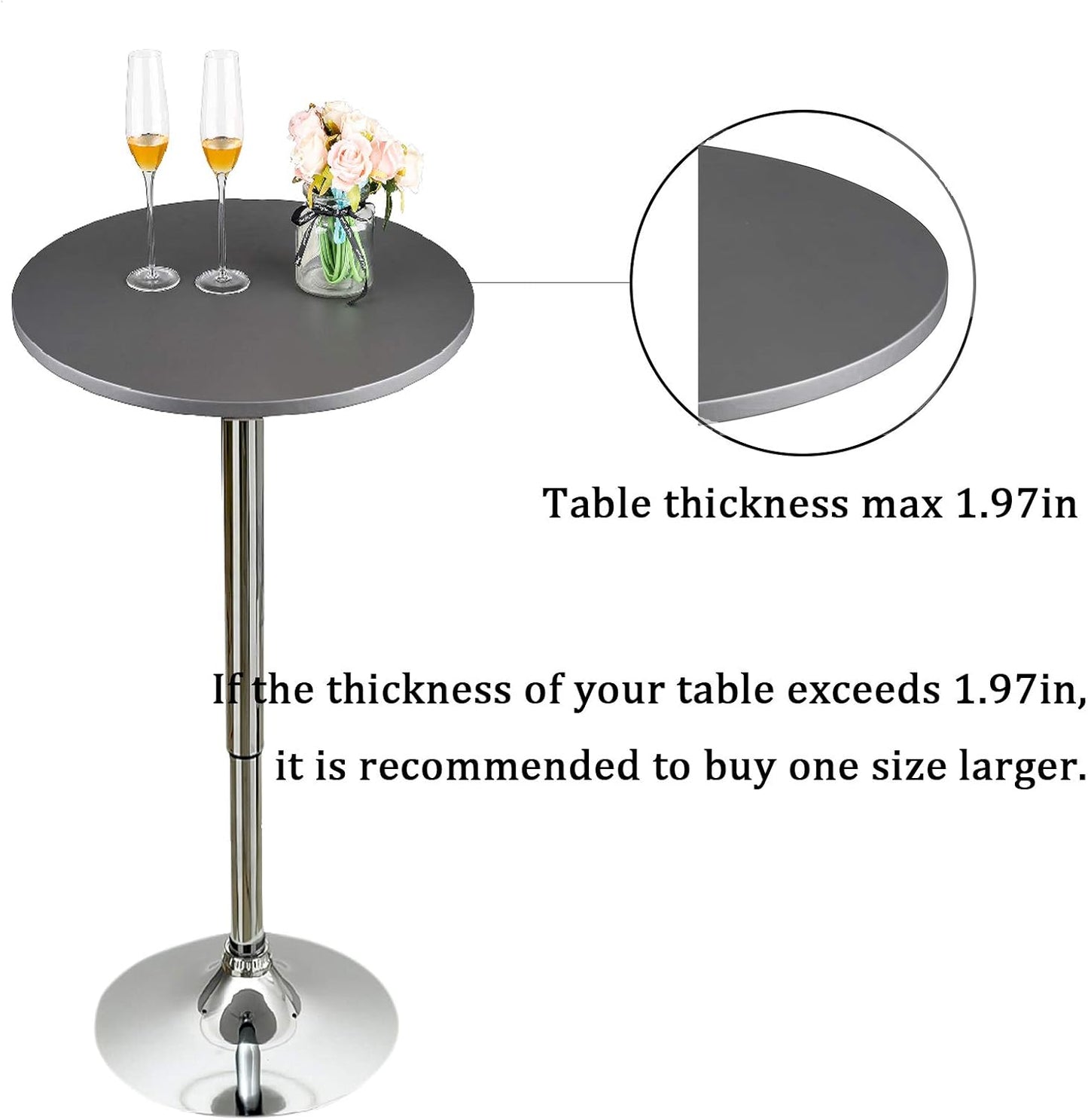 24 Inch JISEN Cocktail Waterproof Round Table Topper Cap Polyester Fitted Stretchable Tablecloth Cover D-Coffee