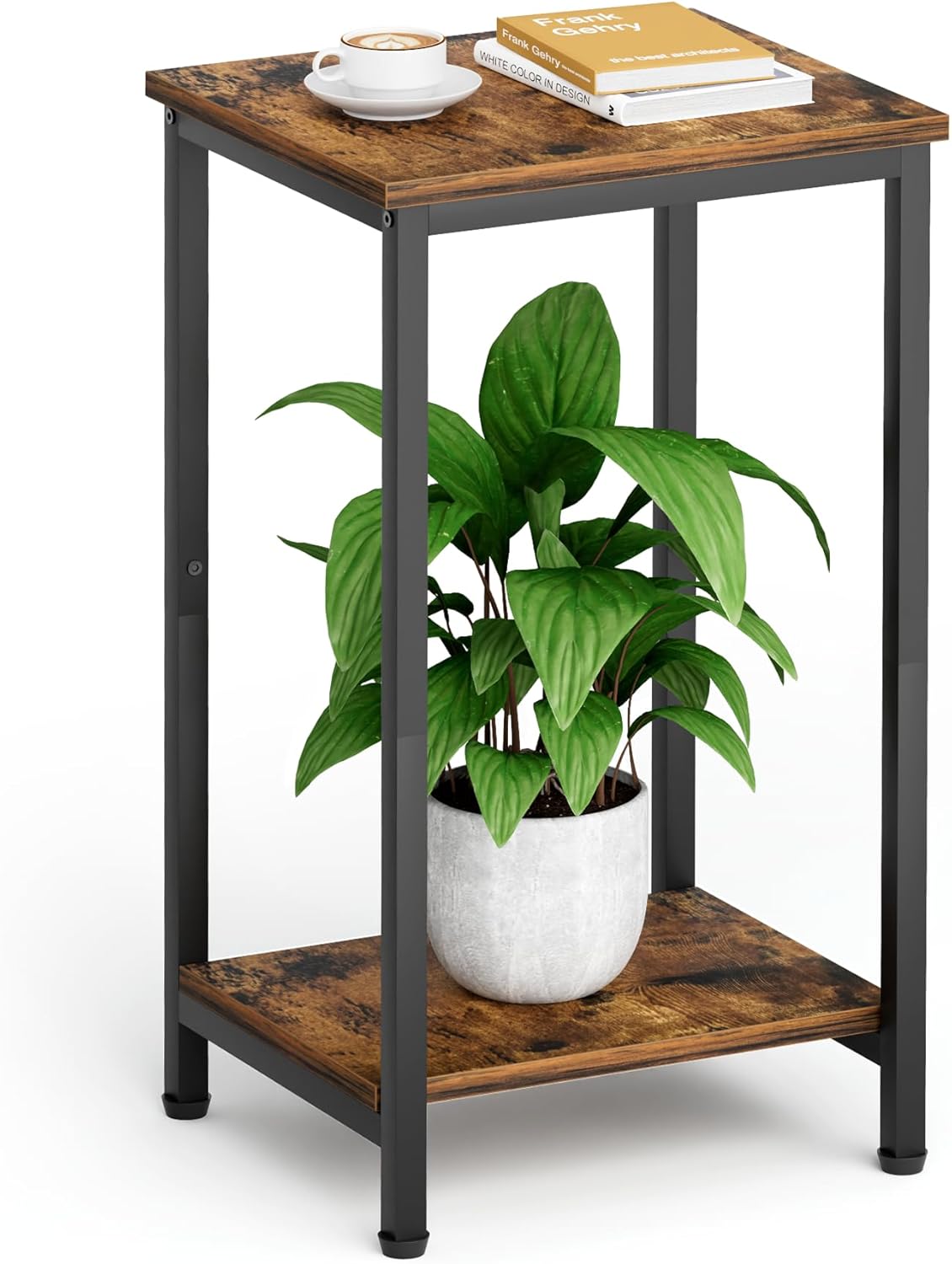 2-Tier KEETDY Small Side Table for Small Space End Tables for Living Room, Storage Shelf Night Stand, Sofa Bedroom