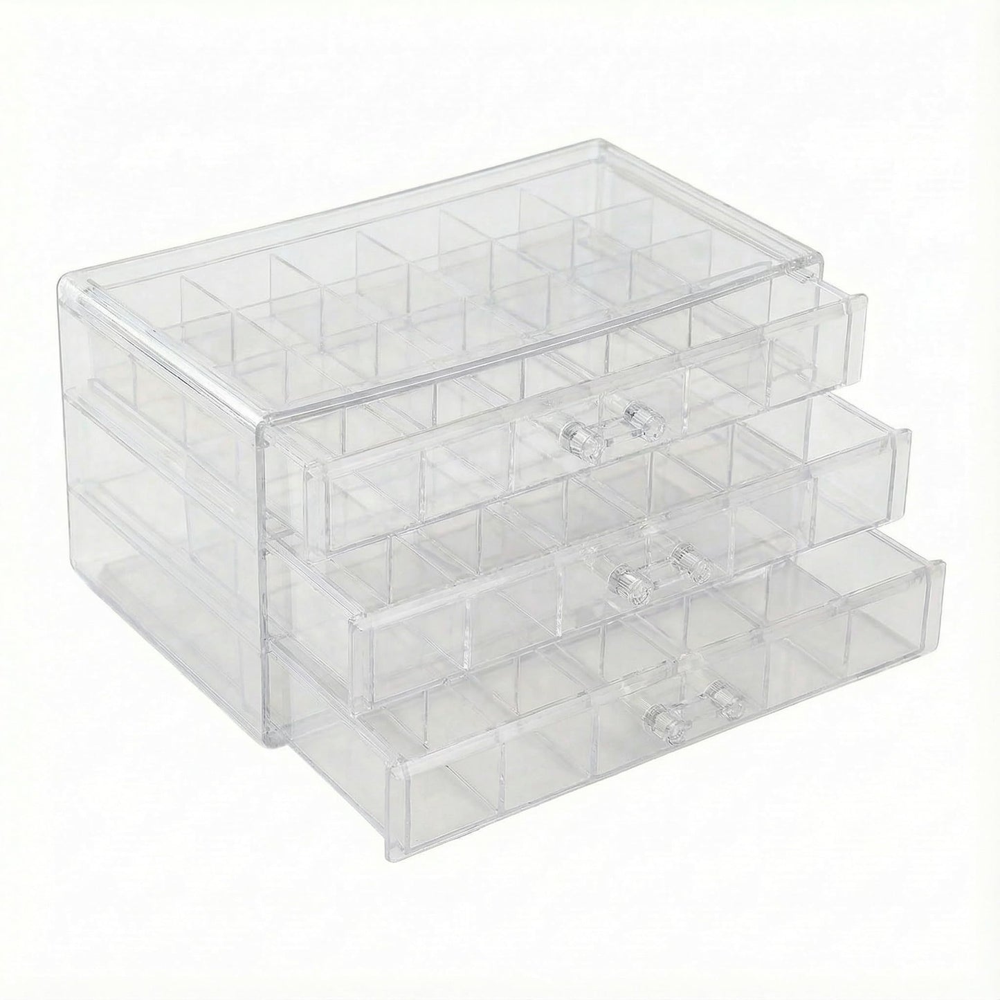 PNSXING Jewelry Organizer Large-Capacity 3-Tier 72-Grid - Perfect for Earrings, Necklaces, Rings & Beads (Clear)