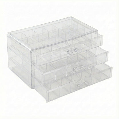 PNSXING Jewelry Organizer Large-Capacity 3-Tier 72-Grid - Perfect for Earrings, Necklaces, Rings & Beads (Clear)