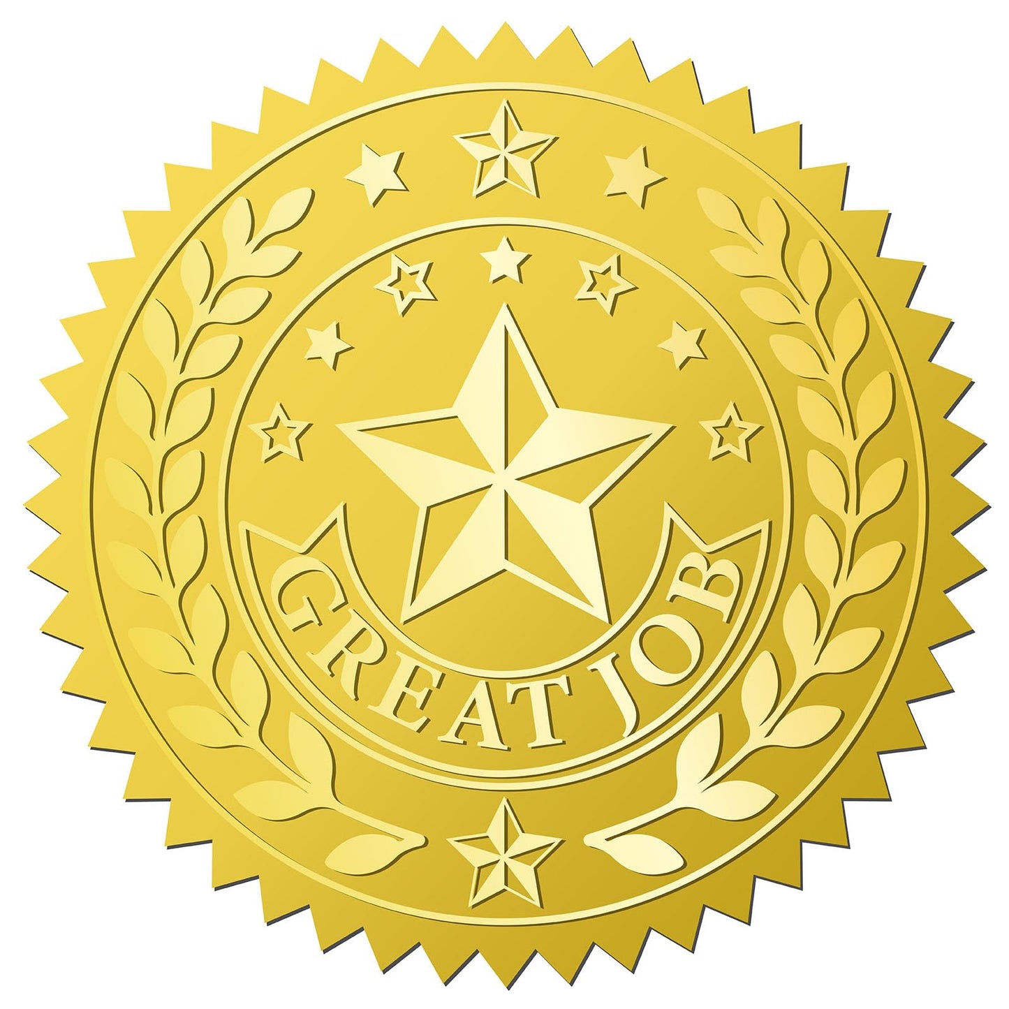 CRASPIRE 408Pcs Great Job Star Gold Foil Embossed Stickers 2" Official Self Adhesive Envelopes Seals Round Labels for Wedding Invitation Corporation Graduation Certificates Diplomas Gift Award