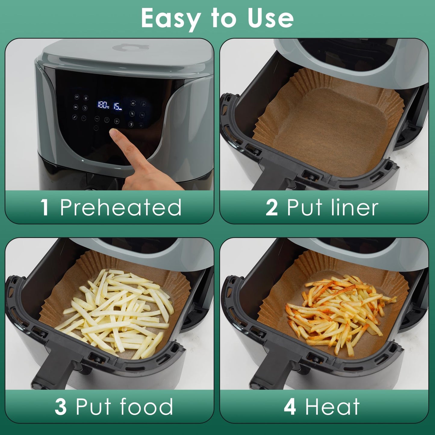 Small Air Fryer Liners Disposable, 2 QT Parchment Paper for COSORI 2.1 Qt Air Fryer, 100PCS 4.7 Inch Square Baking Paper Sheets for Mini Airfryer Basket