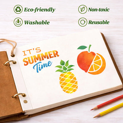 80 Pcs 3 Inch Summer Stencils for Painting, Reusable Beach Ocean Stencils for Wood, Wall, Canvas & Cards, Tropical DIY Crafts Decor