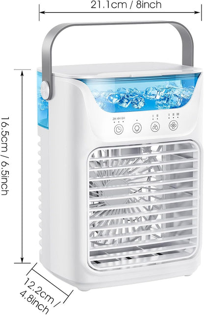 Personal Air Cooler - Portable Air Conditioner, 3 in 1 Air Cooling Fan with 3 Wind Speeds, Large Water Tank, Colorful
