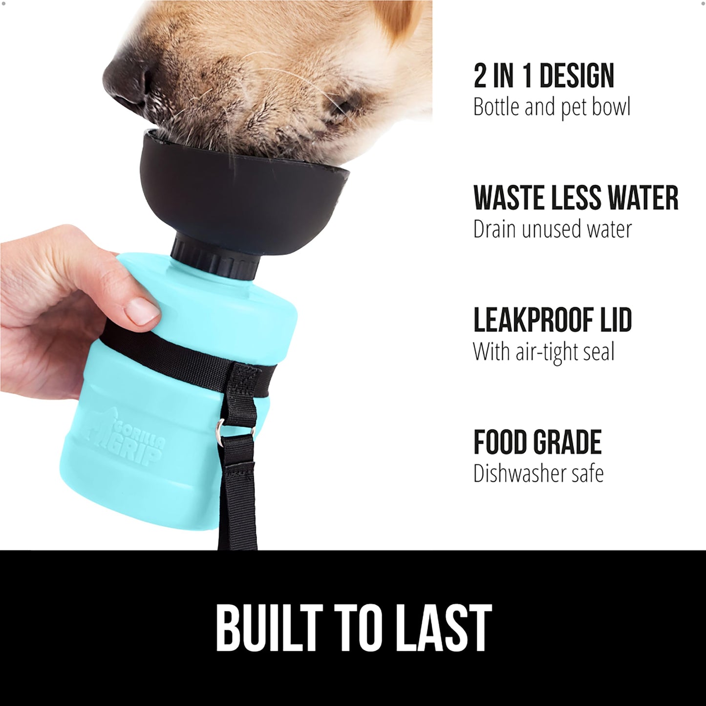 GORILLA GRIP Dog Water Bottle, Portable Water Bowl Dispenser for Dogs, 20 oz Leak Proof Pet Travel Squeeze Bottles, Food Grade Silicone, to Go Puppy Essentials, Hiking Camping Trip Accessories, Black