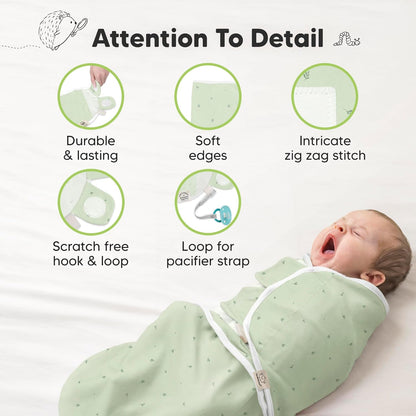 Skiennix Organic Baby Swaddle Sleep Sacks - Soft & Snug for Newborns 0-3 Months | 3-Pack (Bunnies, XS)