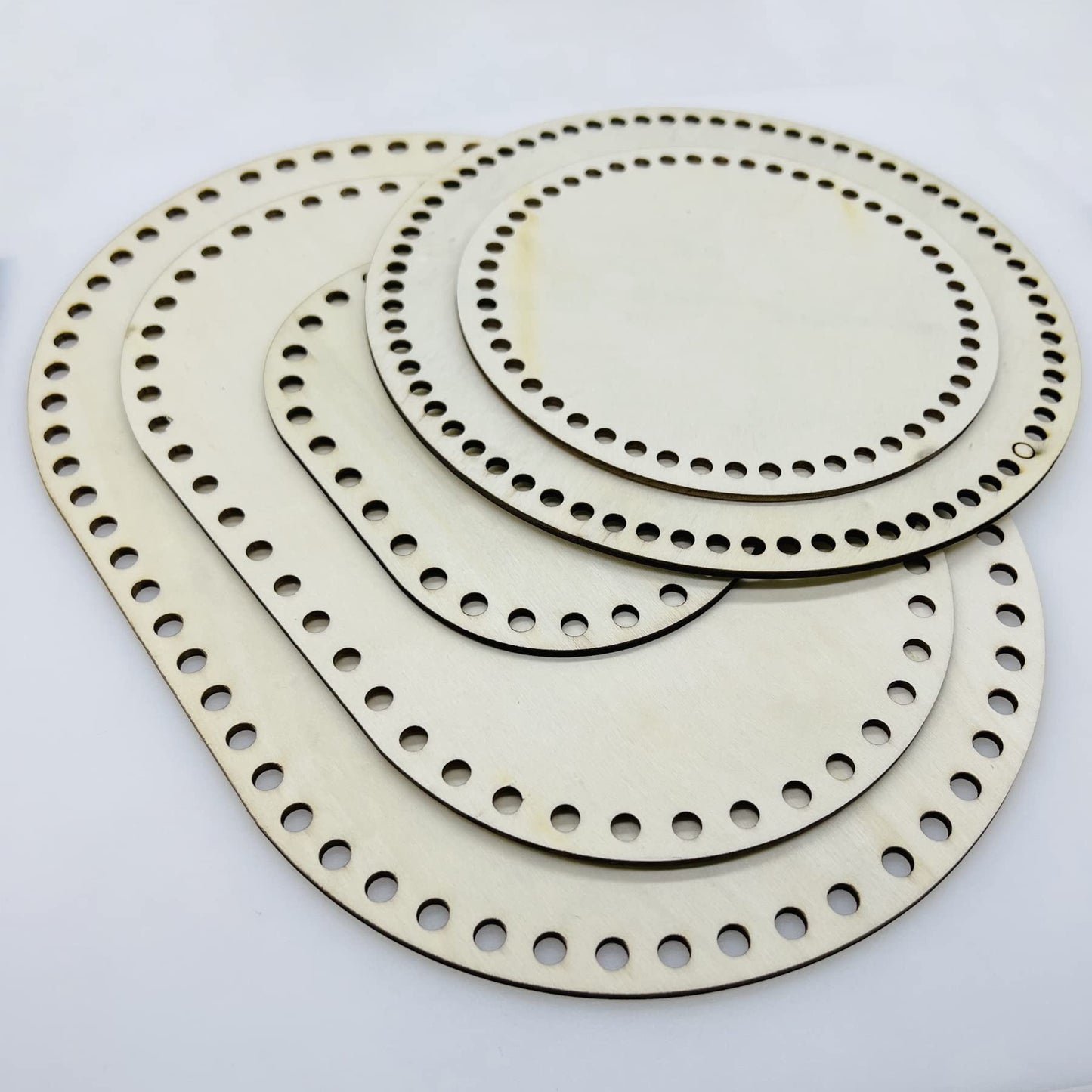 Yayatty 7 PCS Wooden Basket Bottom, 3 Shape Blank Crochet Knitting Basket Wood Base Shaper for DIY Basket Craft Weaving Making Supplies
