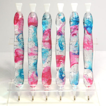 RaySoar (2 Packs) Handmade 5D Diamond Painting Art Drill Pen Kit Tool Accessory with 14 Multi Placer Tips Purple Pink, Blue Pink