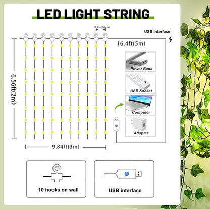 HXWEIYE Artificial Ivy Greenery Garland - 12 Pack with 200 LED Fairy String Lights | Perfect for Wedding & Garden Decor
