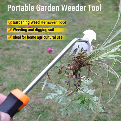 SIXCAR Weed Remover Tool - Portable Garden Weeder with Rubber Handle for Easy Uprooting & Planting