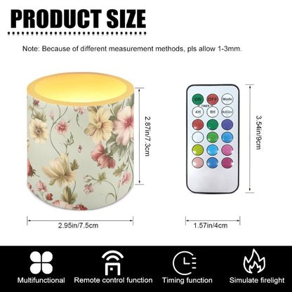 NETILGEN Yellow Floral Print Flameless LED Candles with Remote Timer Control Set of 4 Home Decorative Realistic Flickering Flameless Candles with Battery Powered
