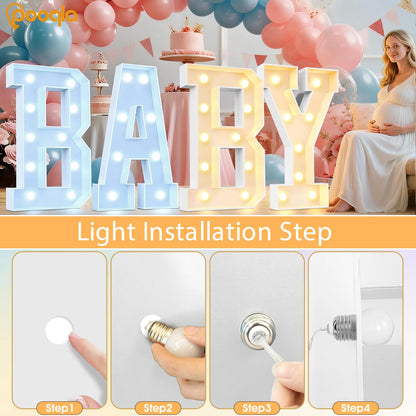 Pooqla 3FT Light Up Marquee Letters, Cool White and Warm White LED Large Lighted Marquee Letters, Giant Mosaic Letter Sign for Balloons Birthday Anniversary Wedding Party Decoration, LED A