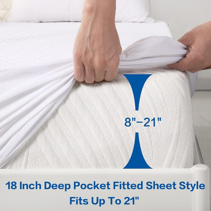 MERITLIFE Premium 100% Waterproof Mattress Protector Twin XL Size, Cooling Breathable Cover with 8-21" Extra Deep Pocket