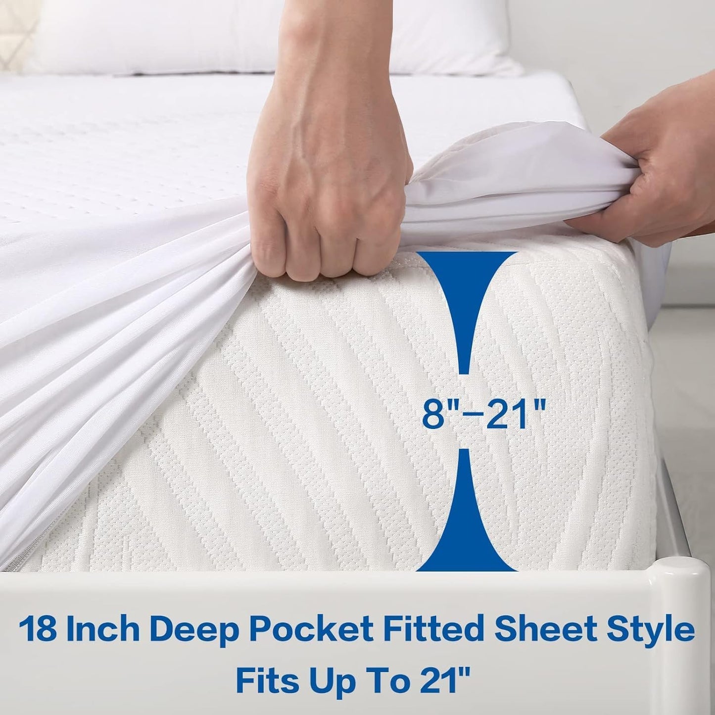 MERITLIFE Premium 100% Waterproof Mattress Protector Cal King Size, Cooling Breathable California Mattress Pad Cover