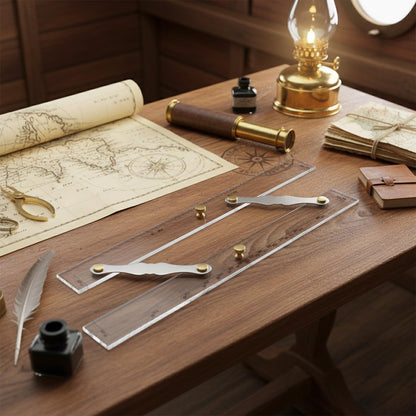 QWORK Parallel Ruler with Clear Markings, 12 in Navigation Plotting Tool, Clear Scale Nautical Plotter, Mapping Points to Pull Parallel Ruler